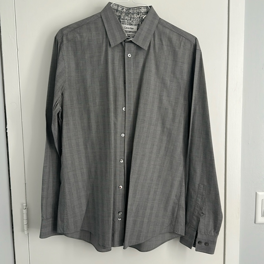Gray plaid Calvin Klein dress shirt